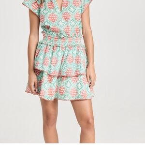 Floral Patterned Midi Skirt - Green and Red